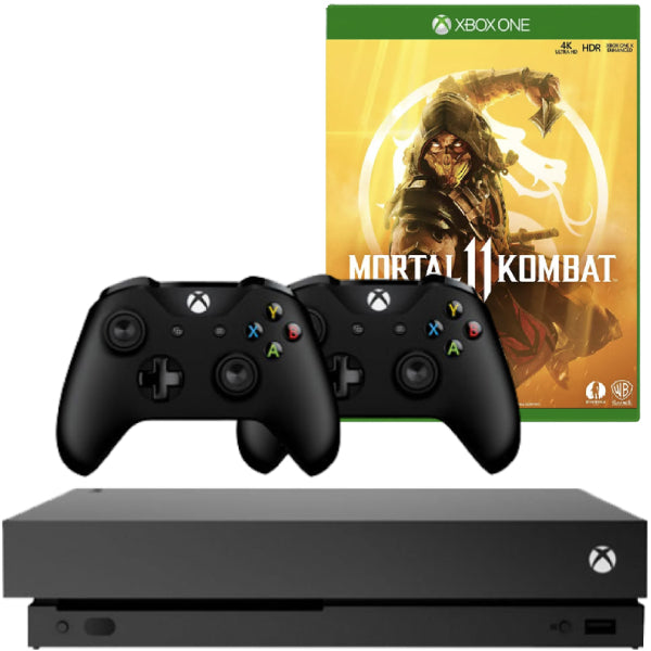 Consola Microsoft Xbox One X, 1TB, NEGRU + 2 Controllere + Joc Mortal Kombat 11 Second-Hand SH