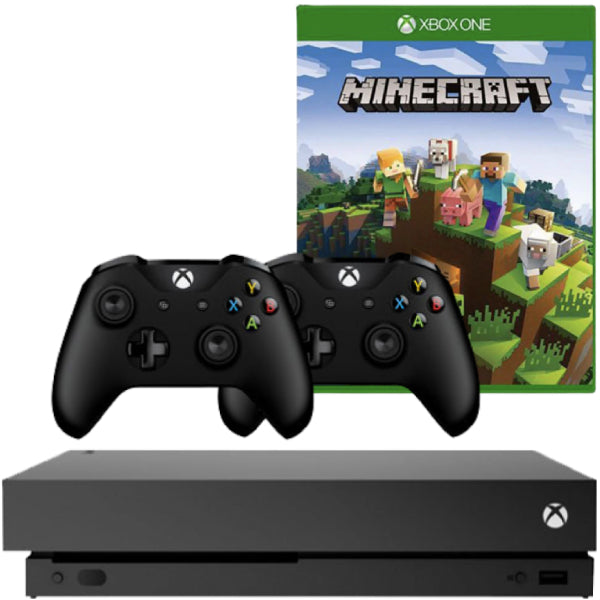 Consola Microsoft Xbox One X, 1TB, NEGRU + 2 Controllere + Joc Minecraft Second-Hand SH