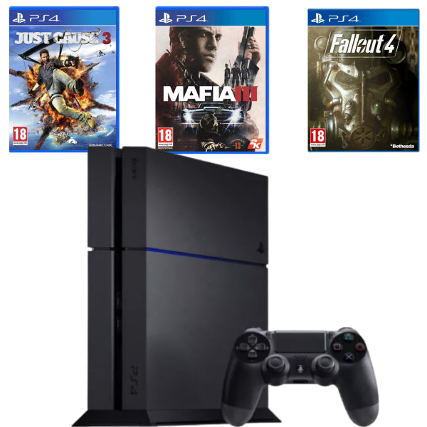 Pachet Consola Sony PlayStation 4 PS4 500GB + Controller + 3 JOCURI Second-Hand SH