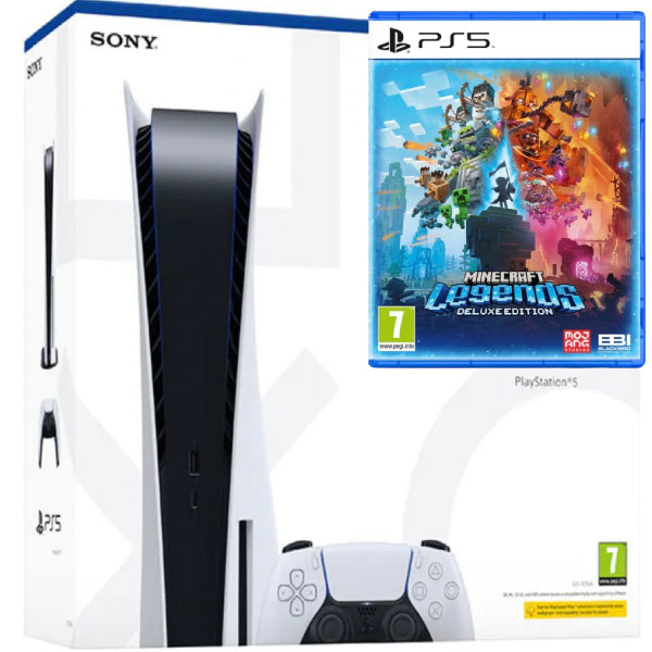Consola Sony PlayStation 5 PS5 Disk Edition 825 GB  + Joc Minecraft Legends Deluxe Edition PS5 Second-Hand SH