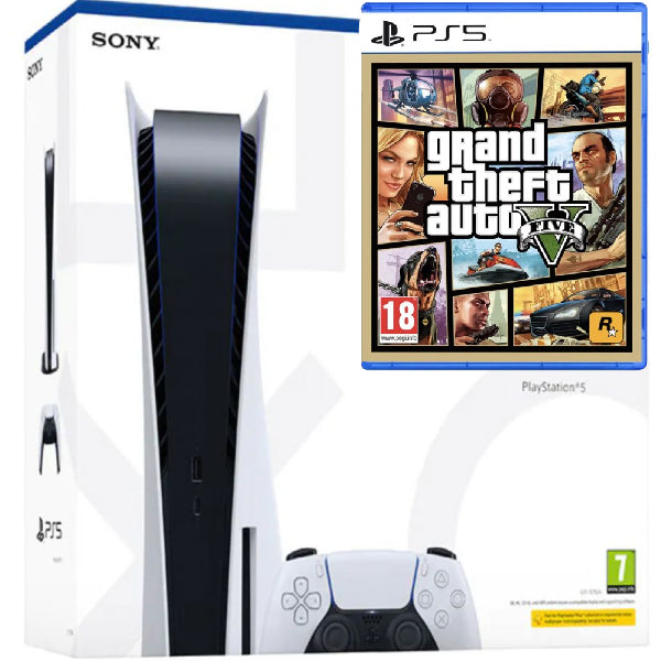 Consola Sony PlayStation 5 PS5 Disk Edition 825 GB  + Joc Grand Theft Auto V (GTA 5) Second-Hand SH