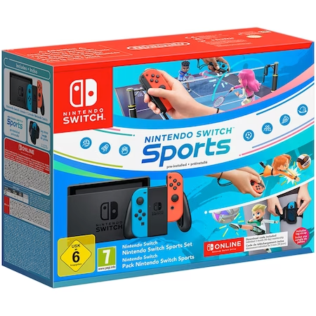 Consola Nintendo Switch Sports cu JOY CONS RED/BLUE Bundle + abonament 12 LUNI NINTENDO SWITCH ONLINE NOU