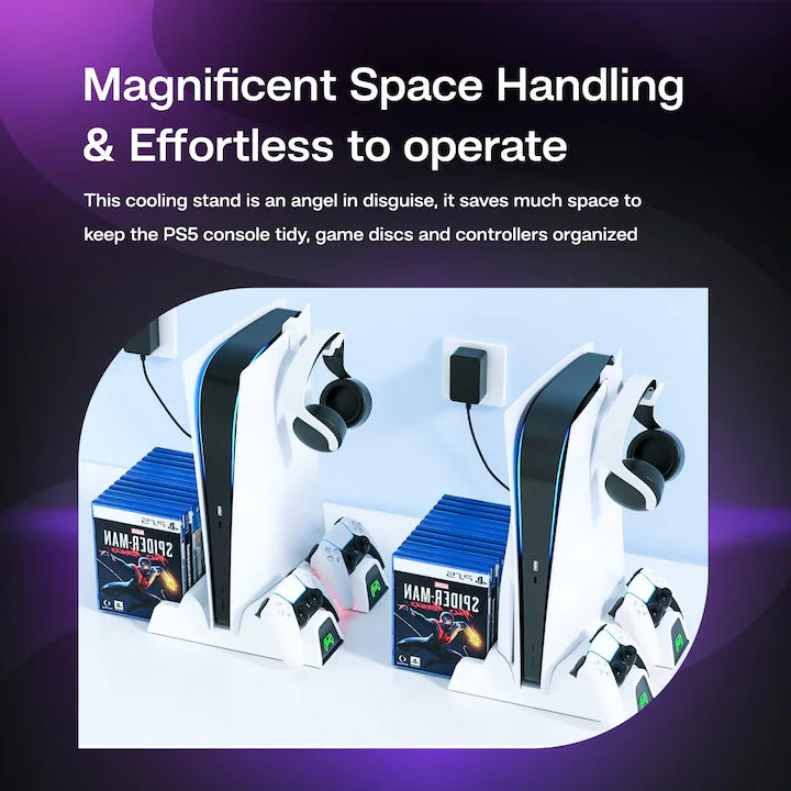 Stand vertical de incarcare Voltmi, Dual Charge, 5V, 2x port USB 3.0, 10 sloturi CD, Alb pentru PlayStation 5 Second-Hand SH