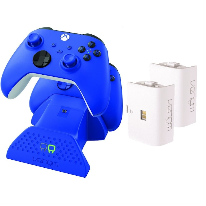 Set statie dubla de incarcare / 2 Baterii reincarcabile, Venom, VS2888, Compatibilitate Xbox Seriile S / X, 850 mAh, albastru Second-Hand SH