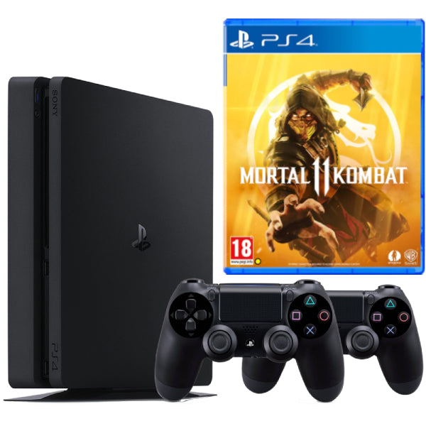 Consola Sony PlayStation 4 SLIM PS4 1TB + 2 Controllere + Mortal Kombat 11 Second-Hand SH