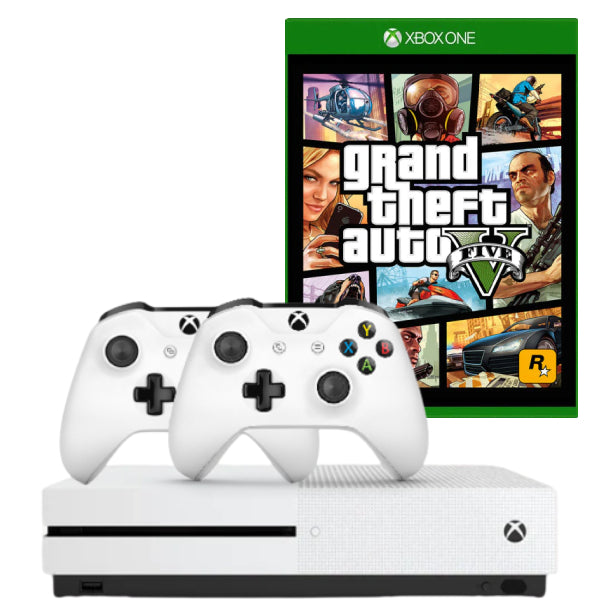 Consola MICROSOFT Xbox One S 1TB Second-Hand, ALB + 2 Controllere + Joc GTA 5