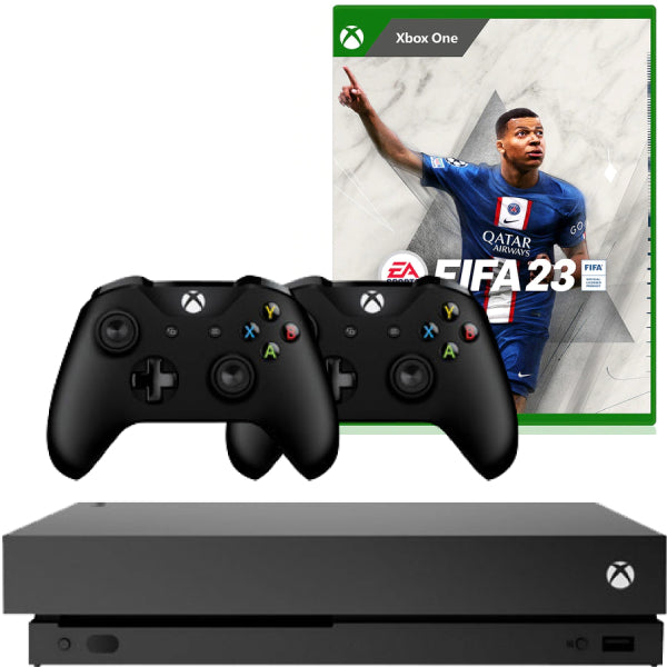 Consola Microsoft Xbox One X, 1TB, NEGRU + 2 Controllere Second-Hand + Joc FIFA 23